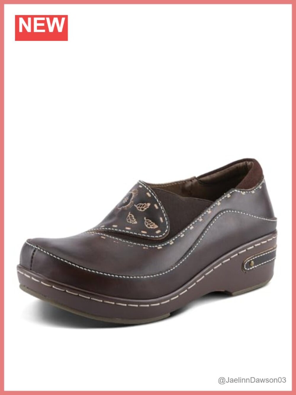 Women's Hand-Painted Leather Clogs, Memory Foam Insole, Casual Slip-On Wedge